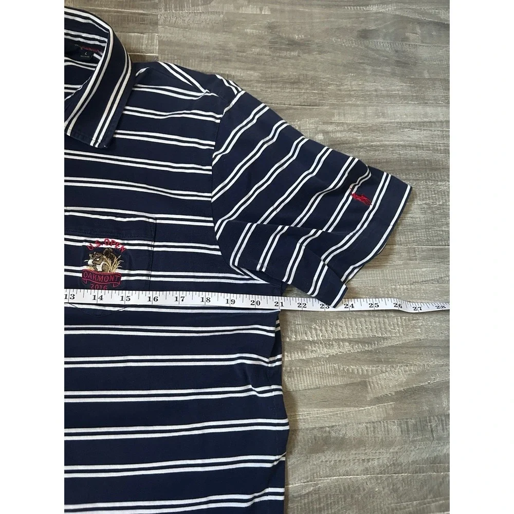 Polo Golf Ralph Lauren Navy Striped Vintage Lisle U.S. Open Oakmont 2016 Men's L